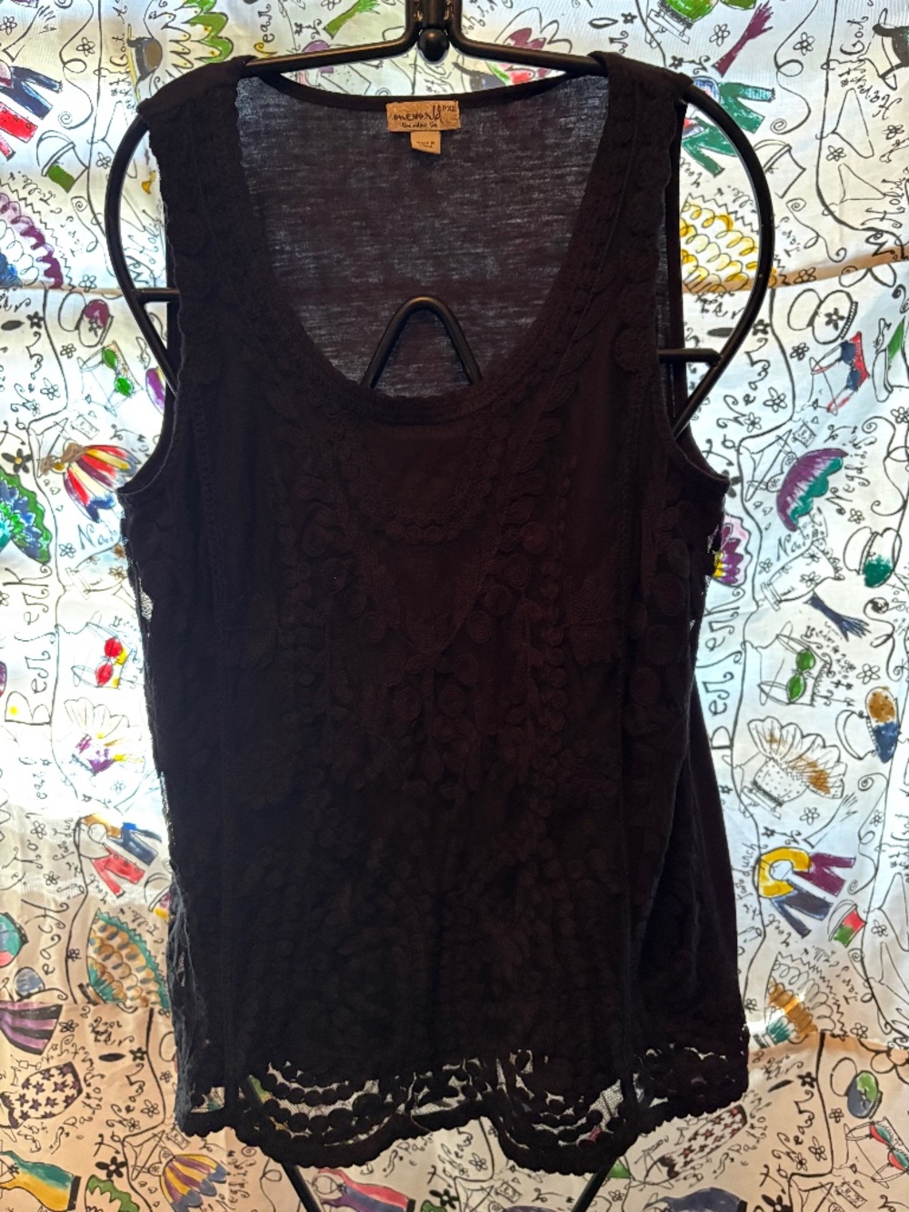 Poly/ cotton lace over-lay tank